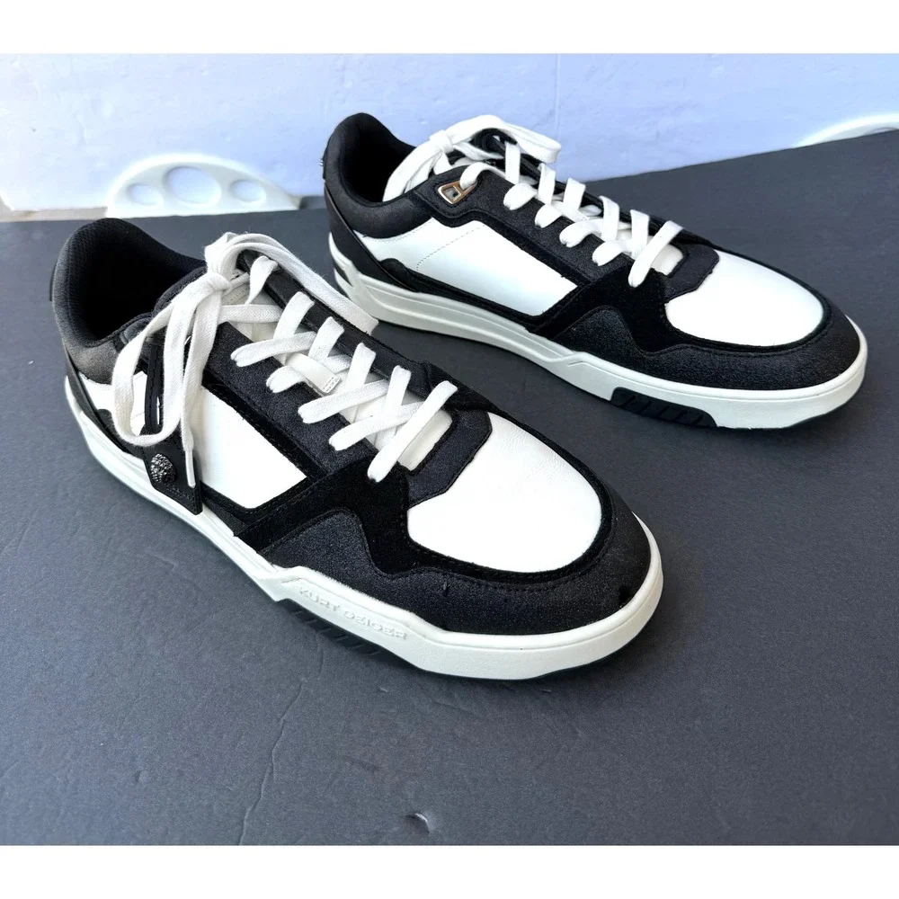 Kurt Geiger London Mens Black Sparkle White Eagle Head New Low Top Sneakers NWOB